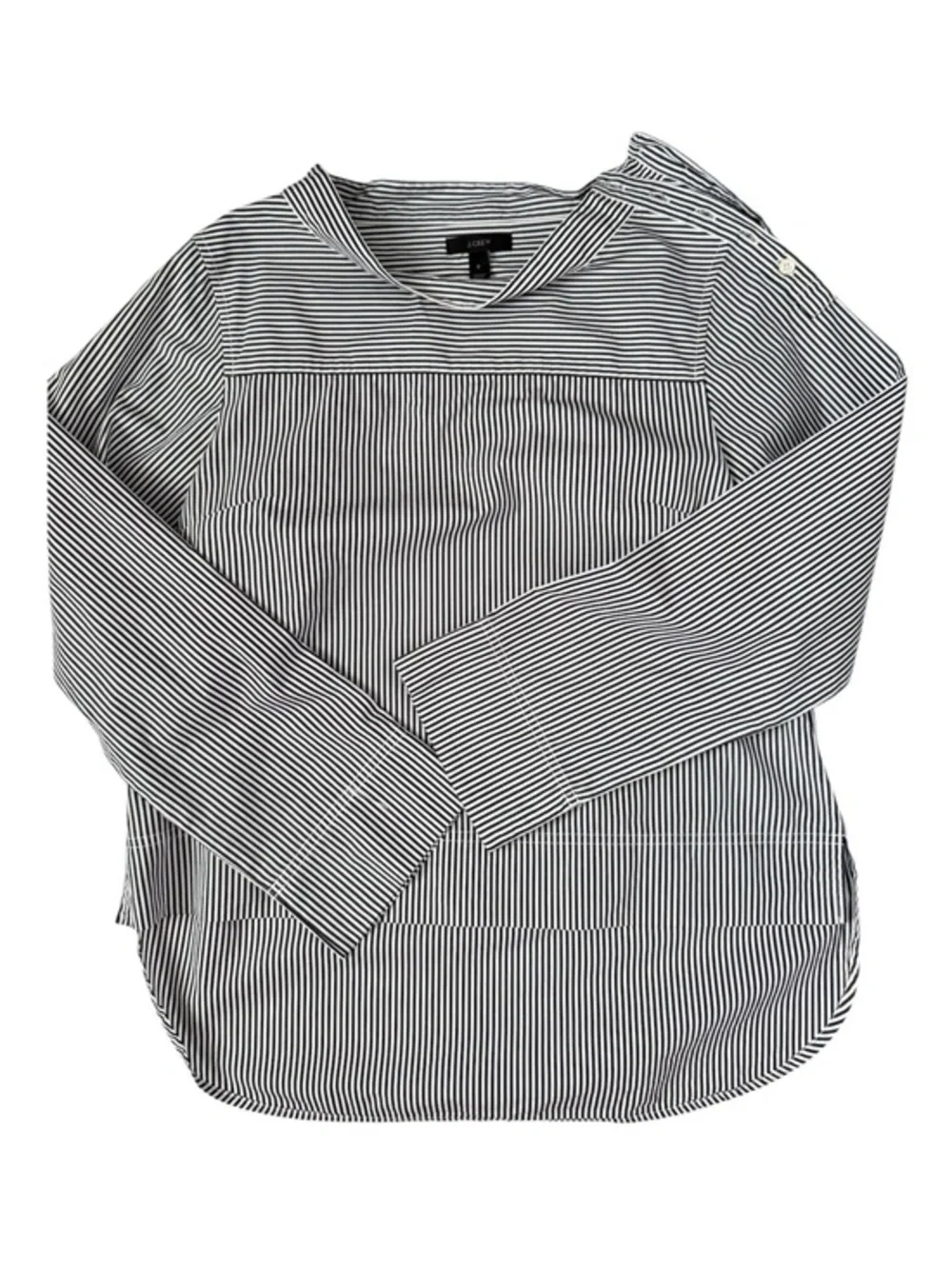 J.Crew Funnelneck Shirt Black White Stripe Size 8